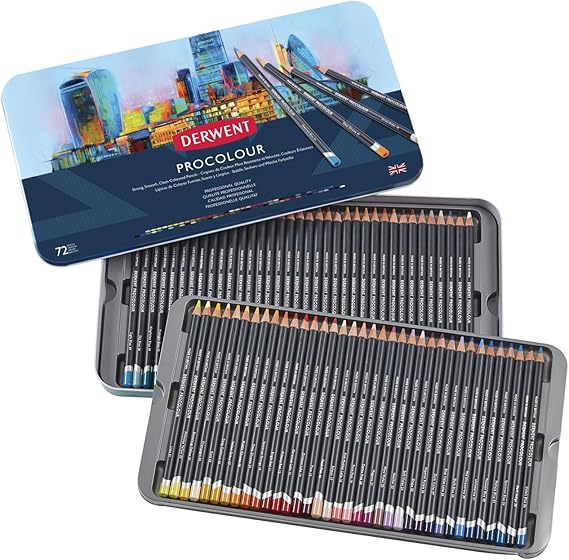 Derwent Colored Pencils, Procolour Pencils, Drawing, Art, Metal Tin, 72 Count (2302508)