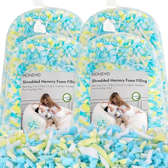 8.8KG Shredded Memory Foam Filling Bean Bag Chair Filler | Comfortable and Soft Memory Foam Stuffing for Cooling Pillow, Beanbag, Stuffed Animal, Dog Bed, Couch Cushion