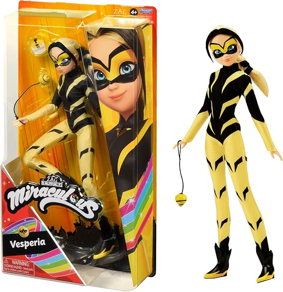 Miraculous Ladybug And Cat Noir Toys Vesperia Fashion Doll | Articulated 26cm Vesperia Doll With Accessories Kwami | Zoe Superhero Figurine | Bandai Dolls Range