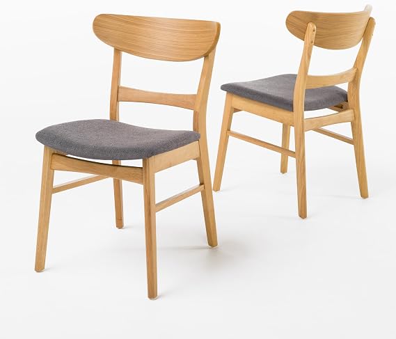 Christopher Knight Home Idalia Dining Chairs, 2-Pcs Set, Dark Grey/Oak Finish