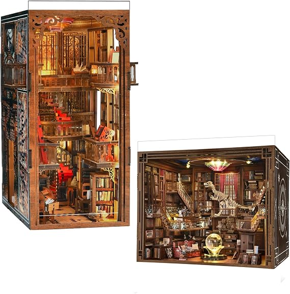 MiniCity Book Nook Kit, DIY Miniature Dollhouse Booknook Kit (Abbey Library & Beyond Library Max)