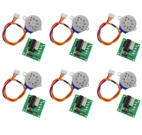 6 Sets ULN2003 Stepper Motor Drive Module Green Board + 4-Phase 5-Wire 28BYJ-48 Stepper Motor (12, Volts (DC))