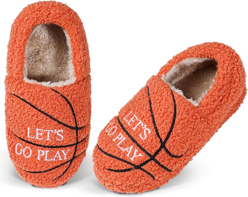 Boys Ball Sports Slippers Kids Warm Bedroom Slippers | Memory Foam Non-Slip Winter Indoor Shoes (Toddler/Little Kid/Big Kid)