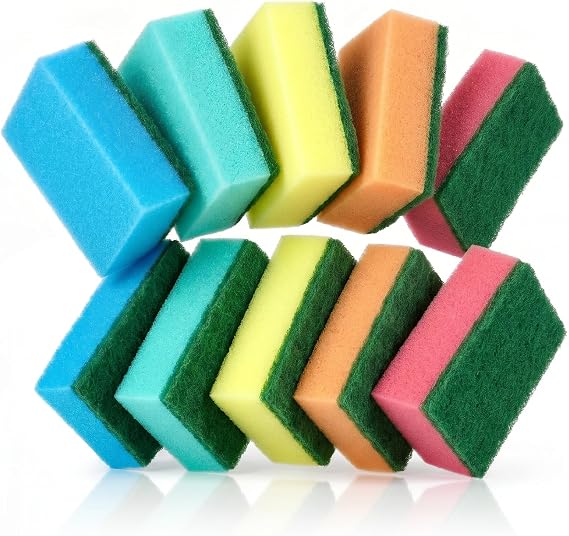 IDEA Home Ms. Kitchen Kitchen Sponges 7.5 x 5 x 2.5 cm Dense Medium Sponges Scouring Pad Durable for Dishes Pans and Pots Set of 10