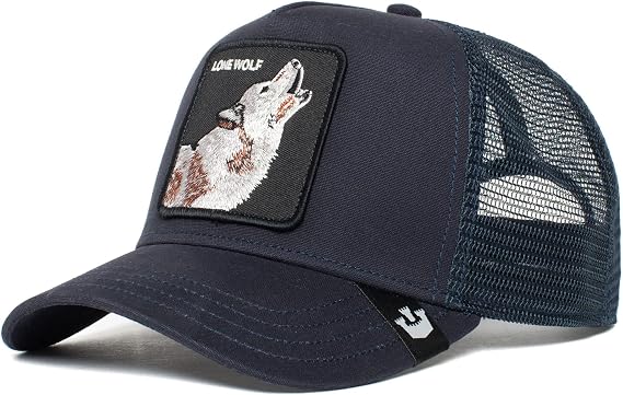 Goorin Bros. The Farm Unisex Original Adjustable Snapback Trucker Hat, Navy Lone Wolf, One Size