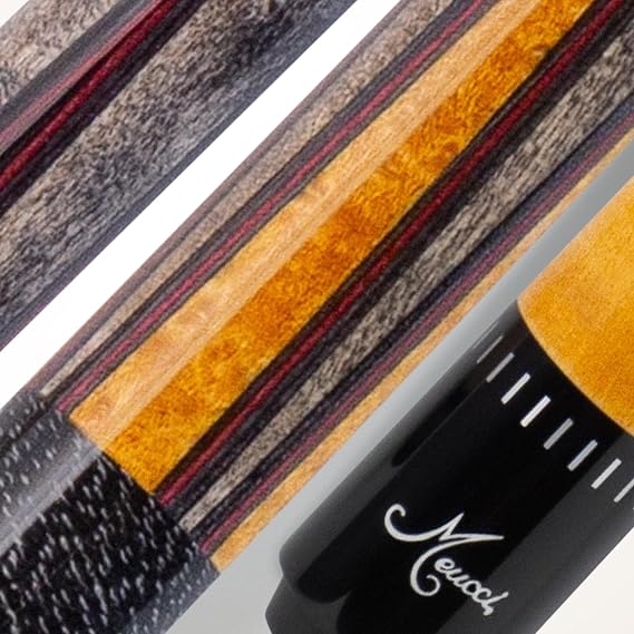 Meucci Pool Cue - SW Bar Box 1, Pool Stick w/Smoke Stained Forearm, Curly Maple Points, High Impact Cue Tips, Irish Linen Wrap - 19 Oz Low Deflection Pool Cue Stick - Professional Billiard Cue Stick