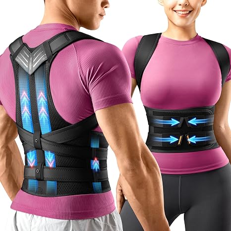 Posture Corrector for Women and Men: Upgraded Back Panel, 15% Longer Design, Back Brace for Full Back Support, Padded Shoulders & Underarm Comfort Straps,Adjustable Shoulder Lumbar Belt,L