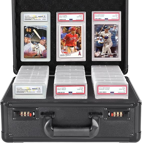 Graded Card Storage Box 3 Slots, PSA/BGS & More Graded Slabs-Collector Box for Trading & Sports Cards with Coded Lock, Easy to Carry (No Card)