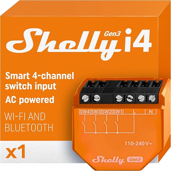 Shelly i4 Gen3 WiFi Smart 4-Digital Inputs Controller, No Hub Required