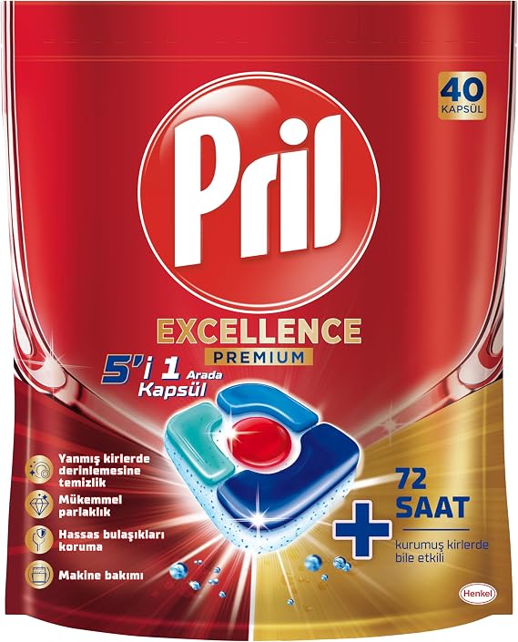 Pril Excellence 5 in 1 Dishwasher Detergent, 40 Capsules, 40 Kausl