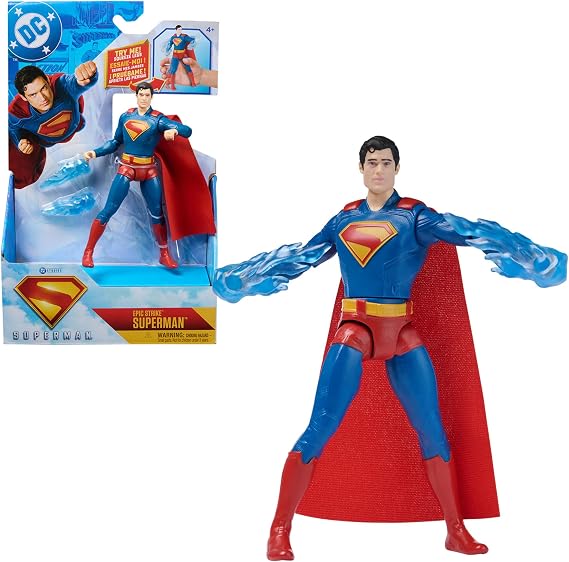 DC Comics Superman Epic Strike Action Figure, 6-Inch | Squeeze Legs to Activate, 2 Iconic Accessories, Authentic Movie Styling, Superhero Toys for Kids & Collectors Ages 4+