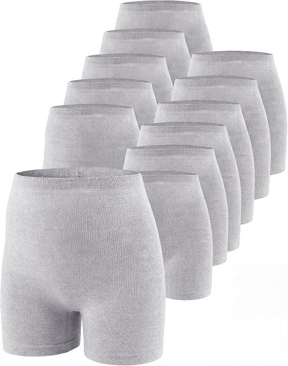 Sosation 12 Pcs Postpartum Underwear for Women Disposable High Waisted Boyshort Underwear for Mom Postpartum Seamless, Stretch Support Under Wear for New Mom Essentials, Waist 28"- 42", Grey