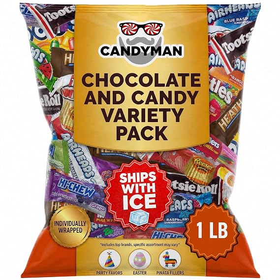CANDYMAN 1 LB Assorted Chocolate Candy, Bulk Candy Variety Pack | Individually Wrapped Mini & Fun Size Candy Pieces for Sharing, Parties & Candy Bowls