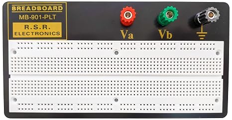 Premium Solderless Breadboard with Aluminum Backing - 6.5" x 2.2", 840 Tie Points, 3 Binding Posts - Electronix Express