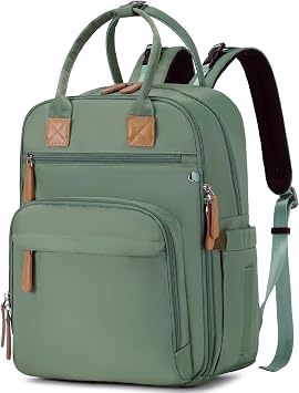 LORADI 18 Pockets Large Diaper Bag Backpack, Baby Shower Essentials. Green | Stroller Clips, Luggage Sleeve for Travel, 4 Insulated Pockets,Water-resistant, Easy to Clean, Durable