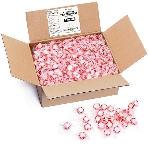 Bulk Starlight Peppermints Candy - 5 Pound Individually Wrapped Christmas Peppermint Hard Candy Mint Discs For Holiday Parties, Candy Bowls & Treats - Approx. 360 Candies