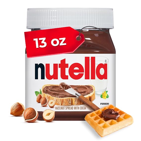 Nutella Creamy Chocolate Hazelnut Spread with Cocoa, Sweet topping for breakfast and desserts, 13 oz