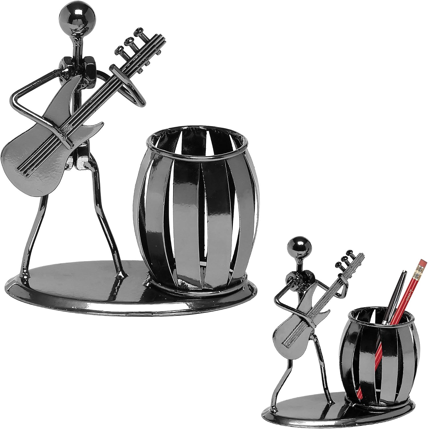 Cisixin Guitar Pen Holder, Creative Pencil Holder for Desk Multipurpose Metal Pen Holder, Desktop Accessories Desk Organiser for Kids, School, and Office Stationary