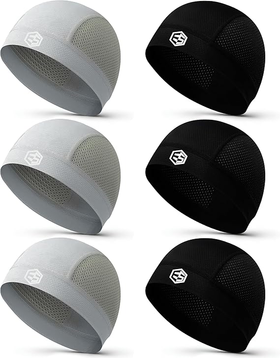 3Pcs Breathable Mesh Skull Caps for Men Women, Quick Dry Lightweight Sweat Helmet Liner Beanie, Hair Cooling Cap