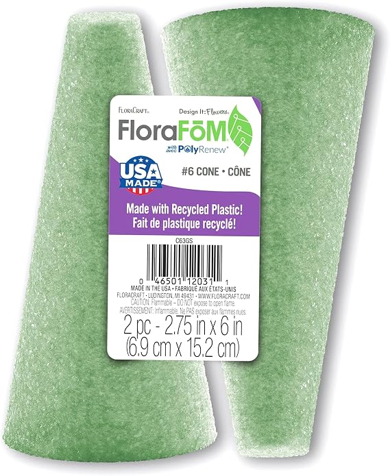 FloraCraft FloraFoM 2 Piece Cone 2.75 Inch x 6 Inch Green