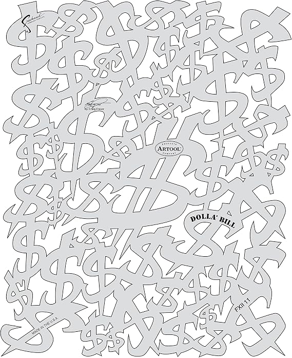 Artool Freehand Airbrush Templates, Dolla' Bill