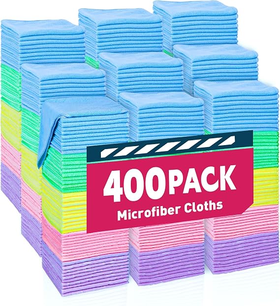 TEAWOO Microfiber Towels Bulk-400 Pack, Cleaning Cloths