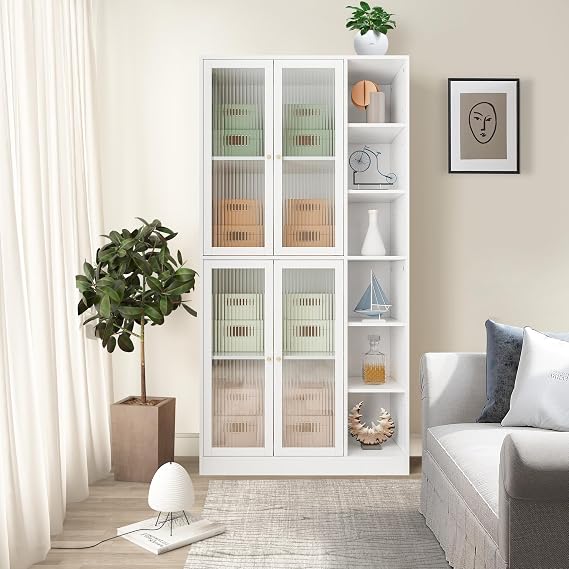 Kitchen Storage Cabinet, 71" Tall Kitchen Pantry Cabinet with Doors and Adjustable Shelves, Freestanding Utility Storage Cabinet for Kitchen, Dining R