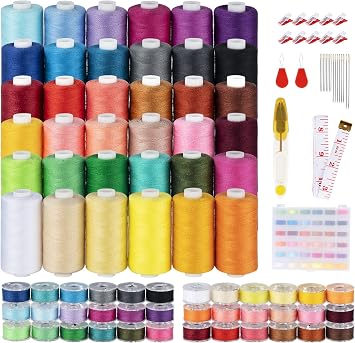 103 Pcs 36 Color Sewing Machine Thread & Prewound Bobbins Size A, 700 Yard Thread for Sewing Machine, Sewing Threads for Sewing Machine Hand DIY Beginners, Stitching, Home
