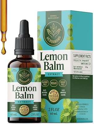 HERBAMAMA Lemon Balm Tincture - Vegan Lemon Balm Leaf Extract for Calm Support - Melissa Officinalis Liquid Calming Drops - Non-GMO, Alcohol & Sugar-Free Relaxation Supplement, 28-Day Supply