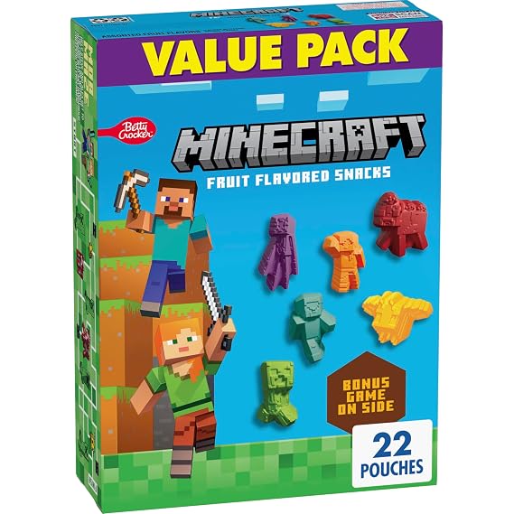 Minecraft Fruit Flavored Snacks, 17.6 oz, 22 Pouches