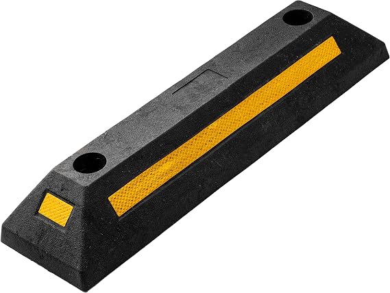 ZONETECH Heavy Duty Rubber Parking Guide - Premium Quality Durable Car Garage Wheel Stopper Professional Grade Park with Reflective Yellow Tape Curb