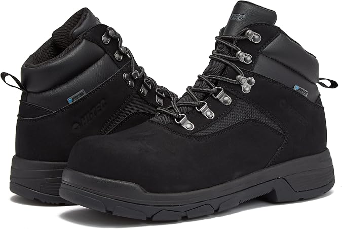 HI-TEC Excavator Waterproof Men's Work Boots, Lightweight Composite Toe Comfortable Slip Resistant Leather Industrial and Construction Boots, 6 Inch