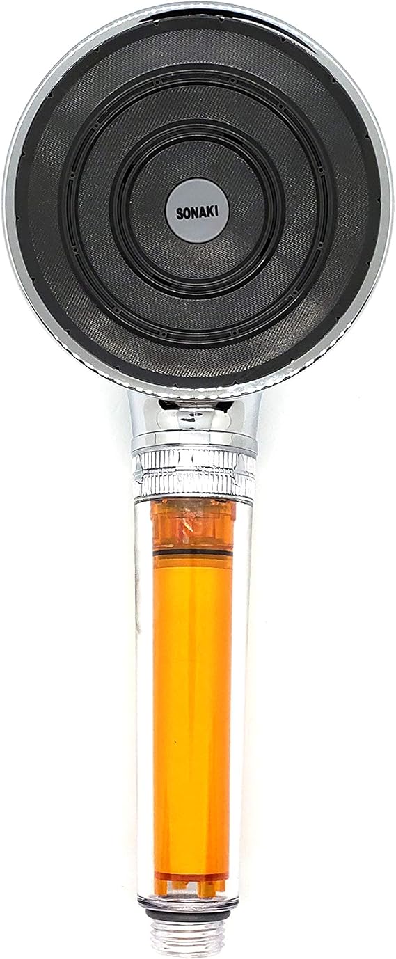 Vitamin C Handheld Rain Shower Head With Water Filter By SONAKI - 2 Shower Filters Included - Removes Up To 99.9% Of Chlorine And Chloramines
