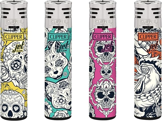 Clipper Lighters Somber Pattern Jet Flame Mix (4ct)