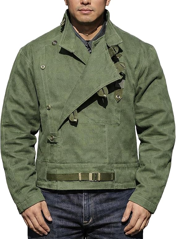 LP-FACON Mens Vintage Swedish Army Dispatch Rider Motorcycle Jacket
