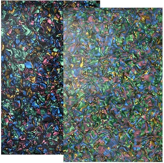 GORGECRAFT 2PCS 12x8 Inch Abalone Shell Stick Abalone Veneer Sheet Mixed Color Rectangle Imitation Shells Hand Stickers for Inlay Projects Craft Handmade Decoration with Backside Tape