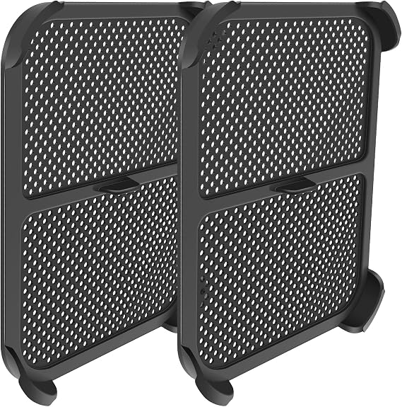 2Pcs Air Fryer Splatter Guard Heat Resistant Air Fryer Splatter Screen Dishwasher Safe Oil Splatter Guard Suitable for Foodi Max Double Zone AF400EU AF451EU AF400DE AF451DE xiangbaoshang(Black)