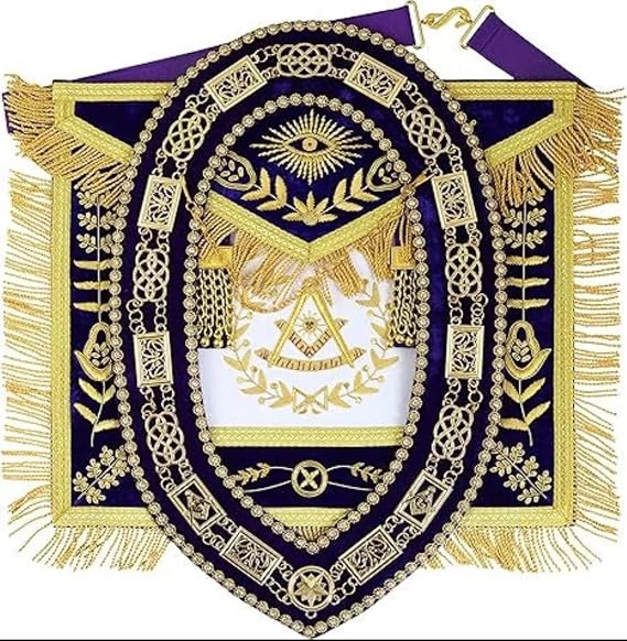Handcrafted 100% Lambskin Masonic Grand Lodge Past Master Apron & Matching Chain Collar - Exquisite Regalia for Ceremonies