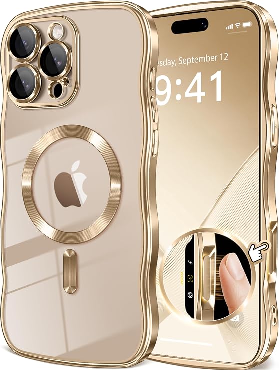 GVIEWIN for iPhone 16 Pro Max Case Compatible with MagSafe Cute Wave Frame