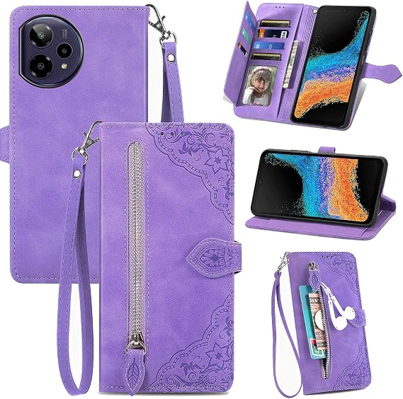 for Cricket Icon Pro 2026 Zipper Wallet Case,Premium Magnetic Closure Stand Function Folio PU Leather Flip Inner Soft TPU Cover for Cricket Icon Pro 2026 -Purple