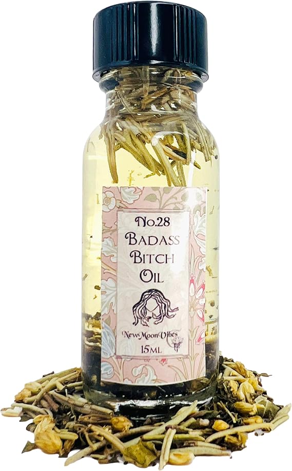 Bad Ass Bitch Oil by New Moon Vibes - Power Strength Courage Bold Energy Empowerment Assertiveness Spells Conjure Rituals - Handmade with Essential Oils & Herbs - Wicca Pagan Hoodoo Magick