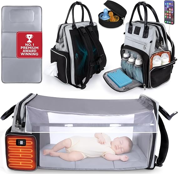 Premium Baby Diaper Bag with Changing Station, Diaper Bag Backpack w/ Pad