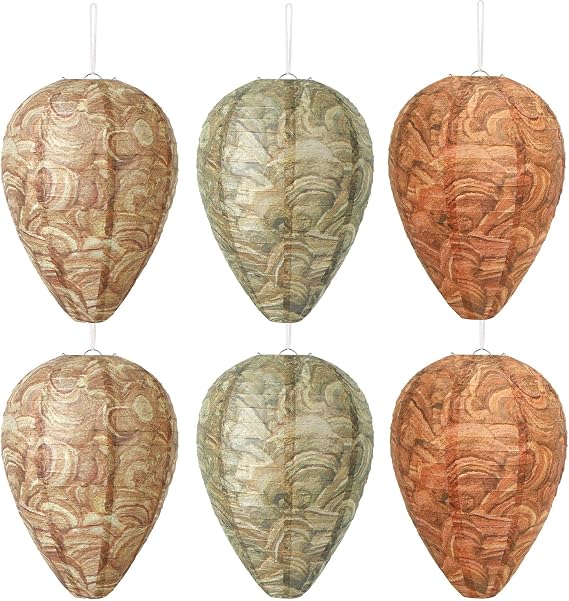 DECYOOL 6 Pack Paper Fake Wasp Nests Decoys for Yellow Jackets and Wasps