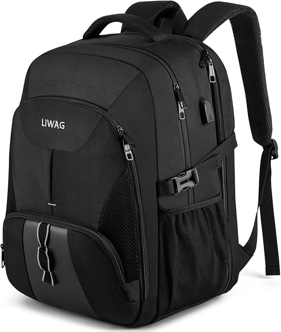 Extra Large 50L Travel Laptop Backpack,Water Resistant Work Backpack Bag with USB Charging Port,Anti Theft Big Business Backpack,College School Computer Rucksack for Men Women,Fits 17Inch Laptop-Black