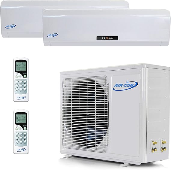 2 Zone Mini Split - 12000 + 12000 Ductless Air Conditioner - Pre-Charged Dual Zone Mini Split - Premium Quality - USA Parts & Awesome Support
