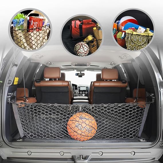 Envelope Style Automotive Elastic Trunk Mesh Cargo Net for Toyota Sequoia 2008-2026 - Premium Trunk Organizer and Storage - Luggage Net for SUV - Best Car Organizer for Toyota Sequoia