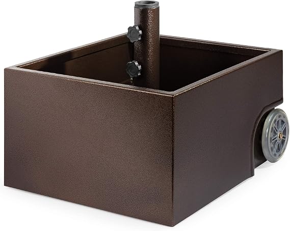 Best Choice Products 150lb Capacity Portable Steel Umbrella Base Stand for Outdoor, Patio, Garden, Market w/Fillable Planter, Drainage, 2 Adjustment Knobs, Handle, Wheels