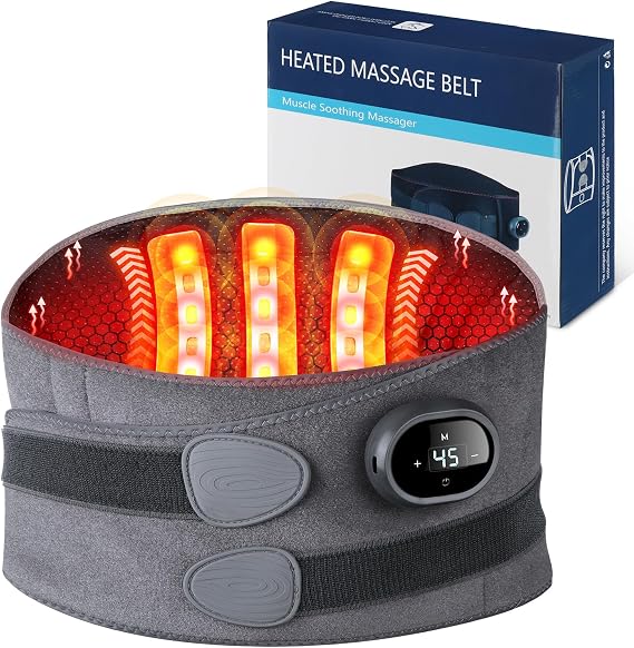 Cordless Heating Pad for Back Pain Relief, Lumbar Massaager with Heat, Rechargeable Heating Massage,Heated Back Belt Abdomen Warmer Lumbar Support