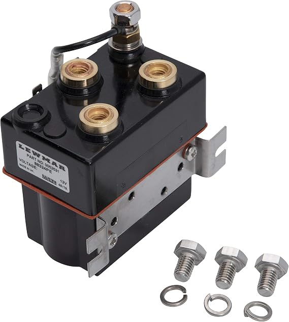 Lewmar Windlass Solenoid Contactor, 12V Dual Direction Reversing Relay for Electric Windlasses, Dual Directional Control for Permanent Magnet Motors, Genuine Replacement Part 0052531