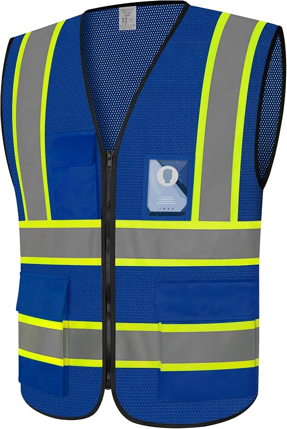 High Visibility Vest for Men Women, Reflective Safety Vest, Blue, 2XL